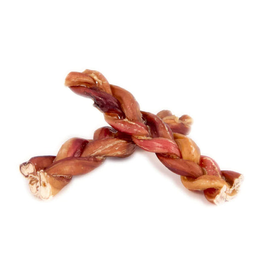 Braided 6" Bully Sticks Odor Free Dog Treats - 100% Beef