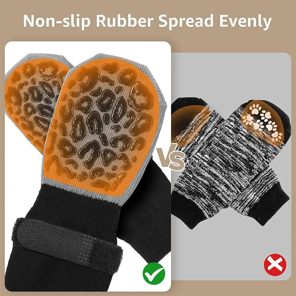 4PCS High Quality Anti-Slip Cozy Dog Socks Anti-Scratch Adjustable