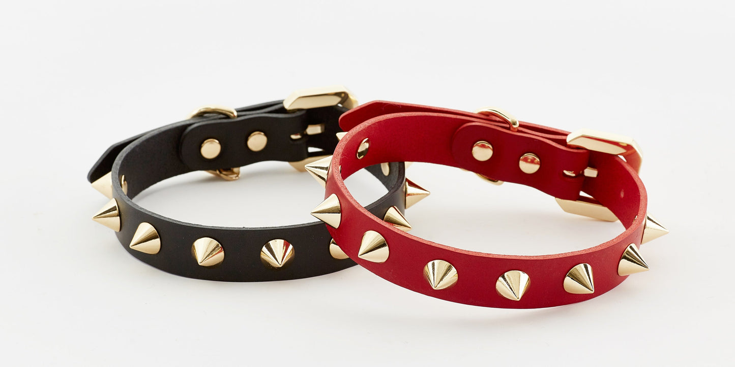 Golden Spike Red Dog Collar