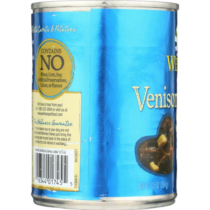WELLNESS: Venison and Salmon Stew Carrots Potatoes Dog Food, 12.5 oz