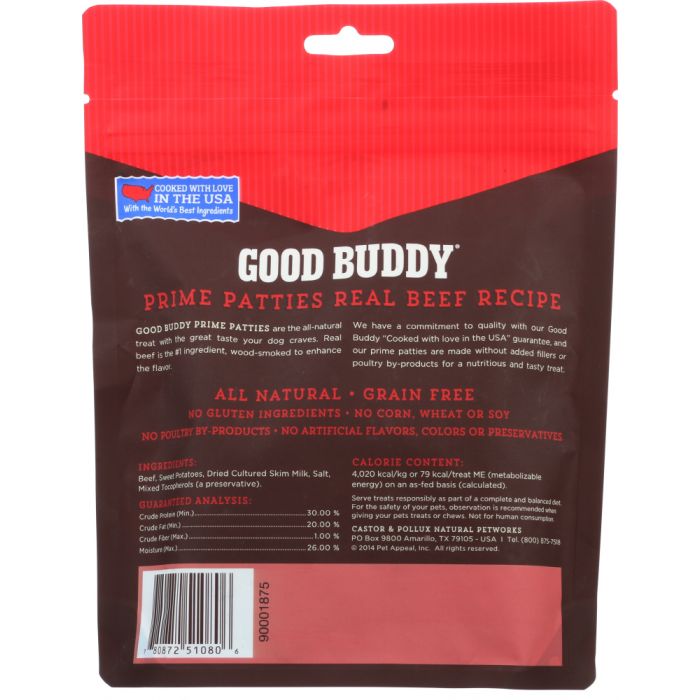 CASTOR & POLLUX: Good Buddy Prime Patties Dog Treats Real Beef Recipe, 4 oz