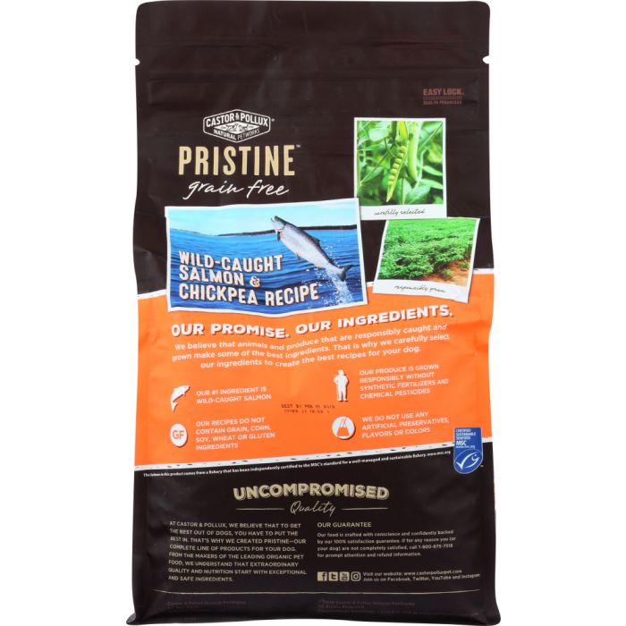 CASTOR & POLLUX: Pristine Grain Free Wild Caught Salmon & Chickpea Recipe, 4 lb