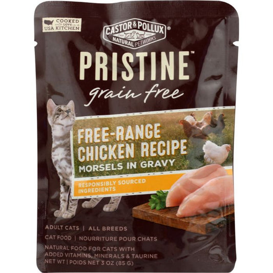 CASTOR & POLLUX: Pristine Grain Free Free-Range Chicken Recipe Morsels In Gravy, 3 oz