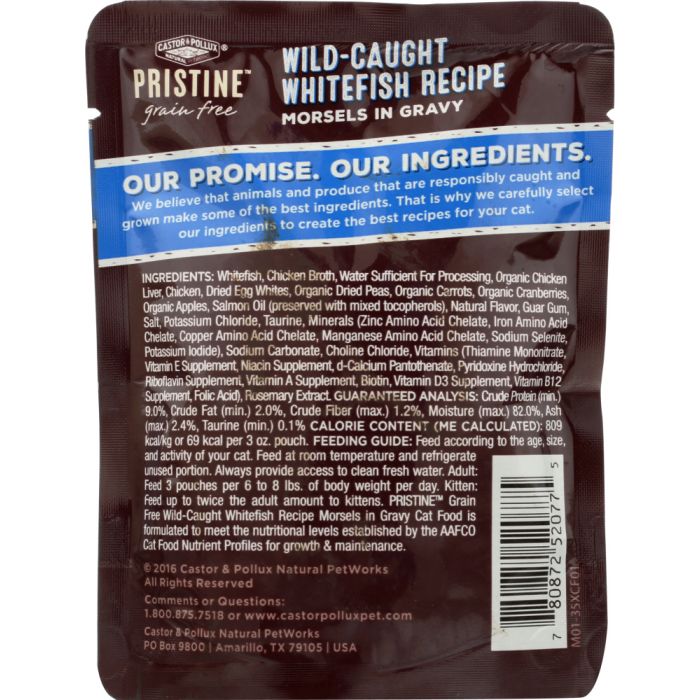 CASTOR & POLLUX: Cat Food Can Pristine Grain Free Whitefish Morsel, 3 oz