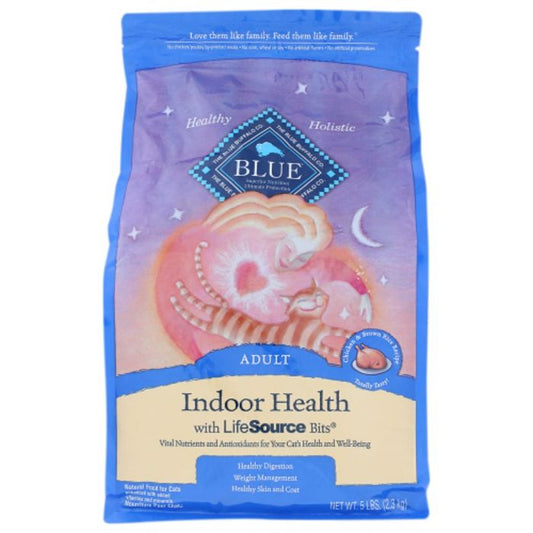 BLUE BUFFALO: Indoor Health Adult Cat Food Chicken and Brown Rice Recipe, 5 lb