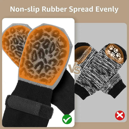 4PCS High Quality Anti-Slip Cozy Dog Socks Anti-Scratch Adjustable