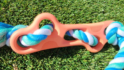 Rubber Bone Dog Chew Toy with Tug Rope