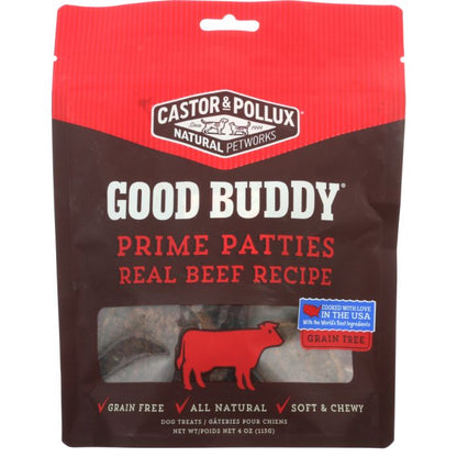 CASTOR & POLLUX: Good Buddy Prime Patties Dog Treats Real Beef Recipe, 4 oz