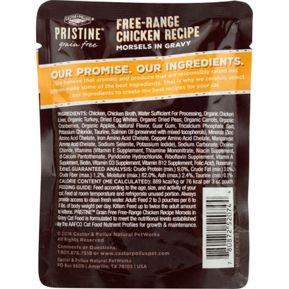 CASTOR & POLLUX: Pristine Grain Free Free-Range Chicken Recipe Morsels In Gravy, 3 oz