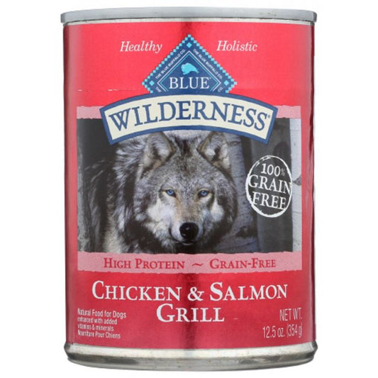 BLUE BUFFALO: Wilderness Adult Dog Food Salmon and Chicken Grill, 12.50 oz